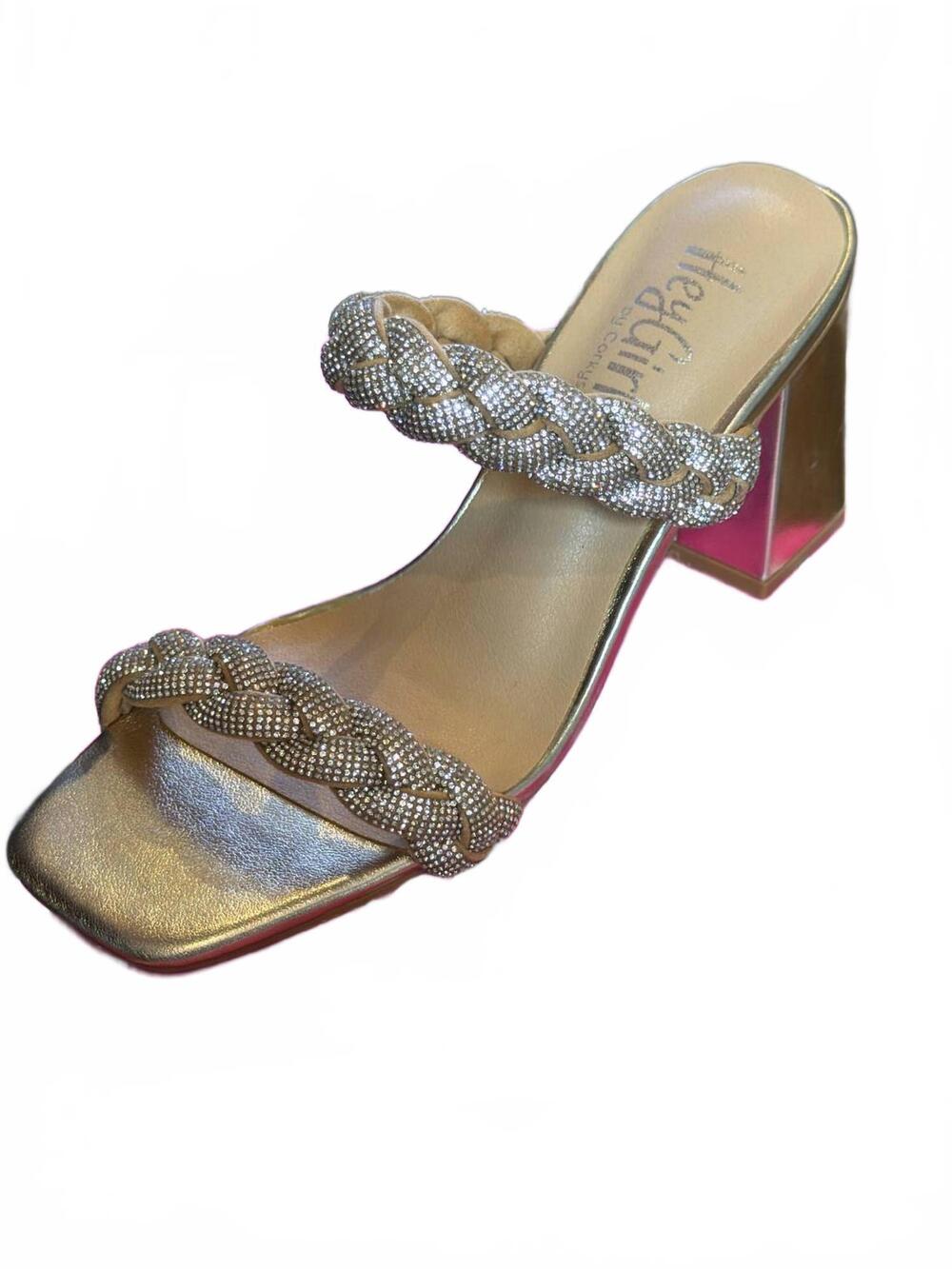 NEW CORKYS FOOTWEAR women's french kiss sandals in gold crystal
